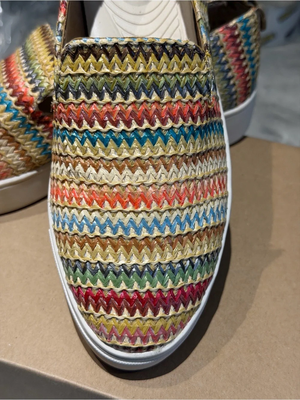 Kelly & Katie Multicolor Woven Slip-On Sneakers no box